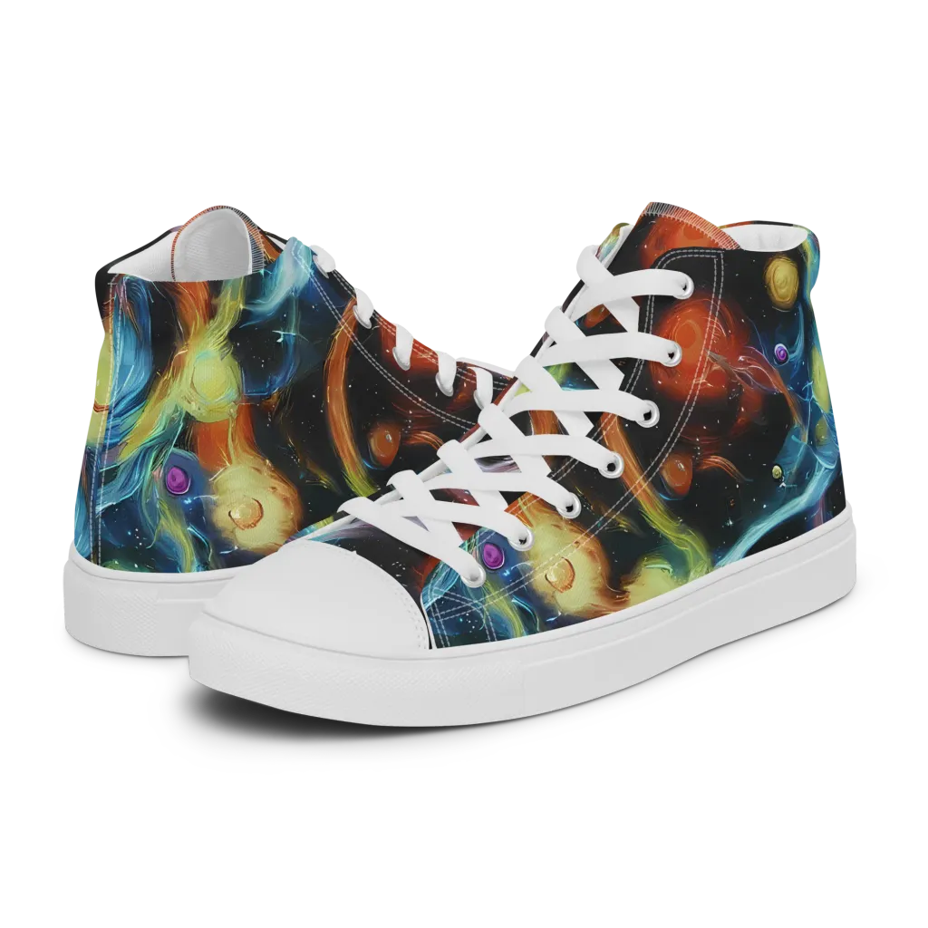 Stellar Tides on Women's High Top Canvas Shoes — Left
