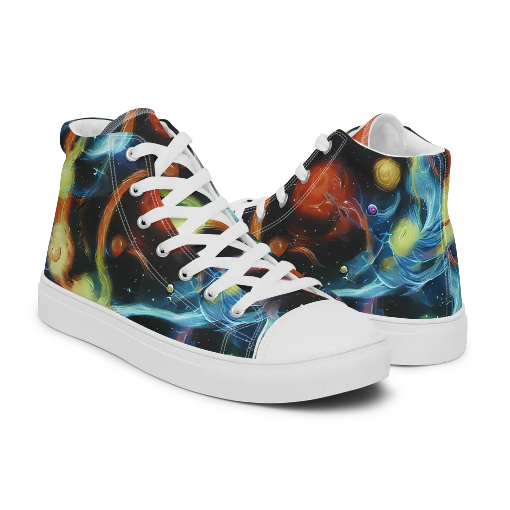 Stellar Tides on Women's High Top Canvas Shoes — Right