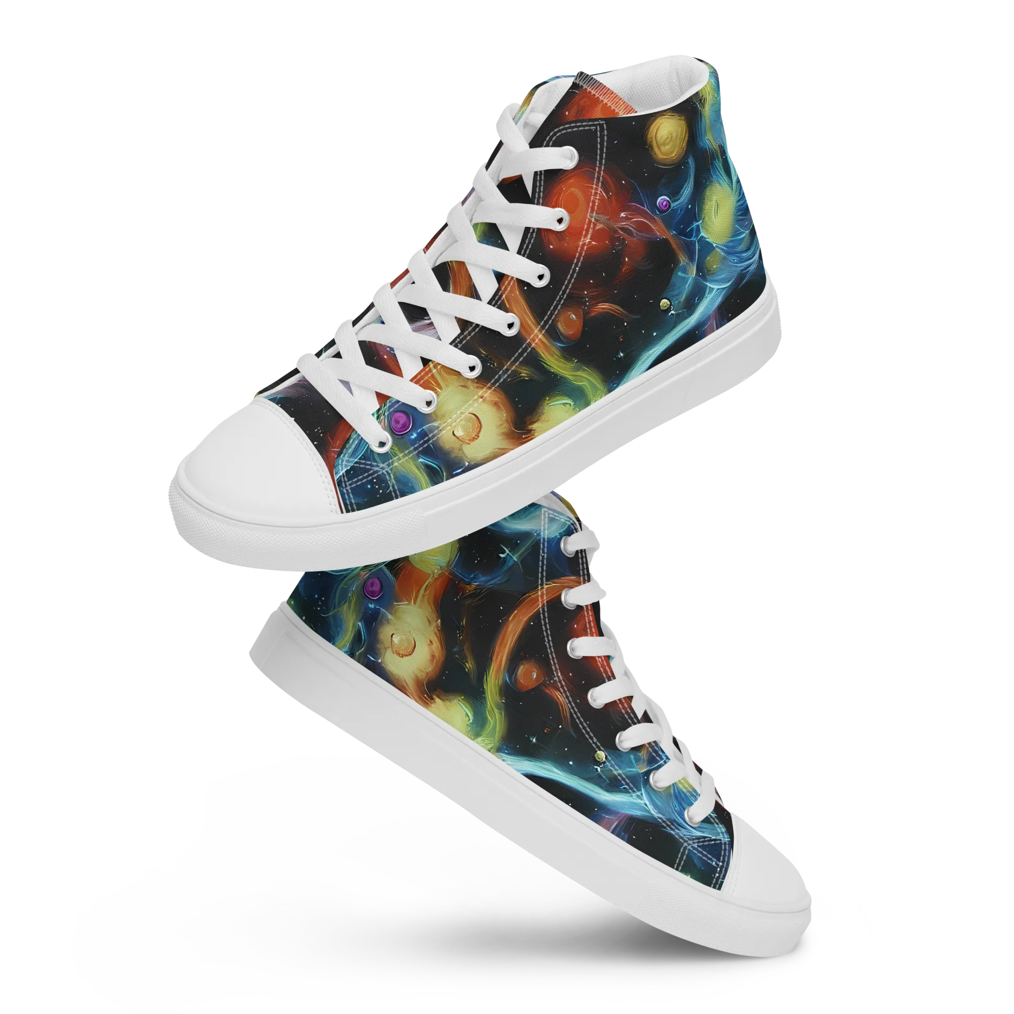 Stellar Tides on Women's High Top Canvas Shoes — Front
