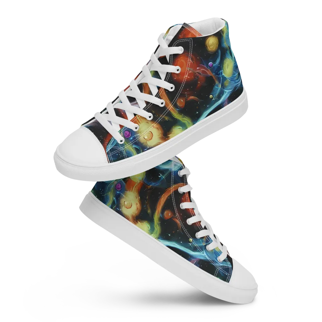 Stellar Tides on Women's High Top Canvas Shoes — Front