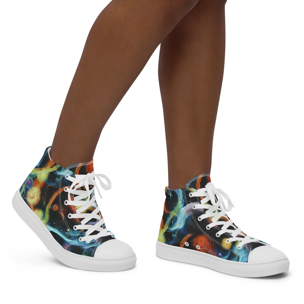 Stellar Tides on Women's High Top Canvas Shoes — Right