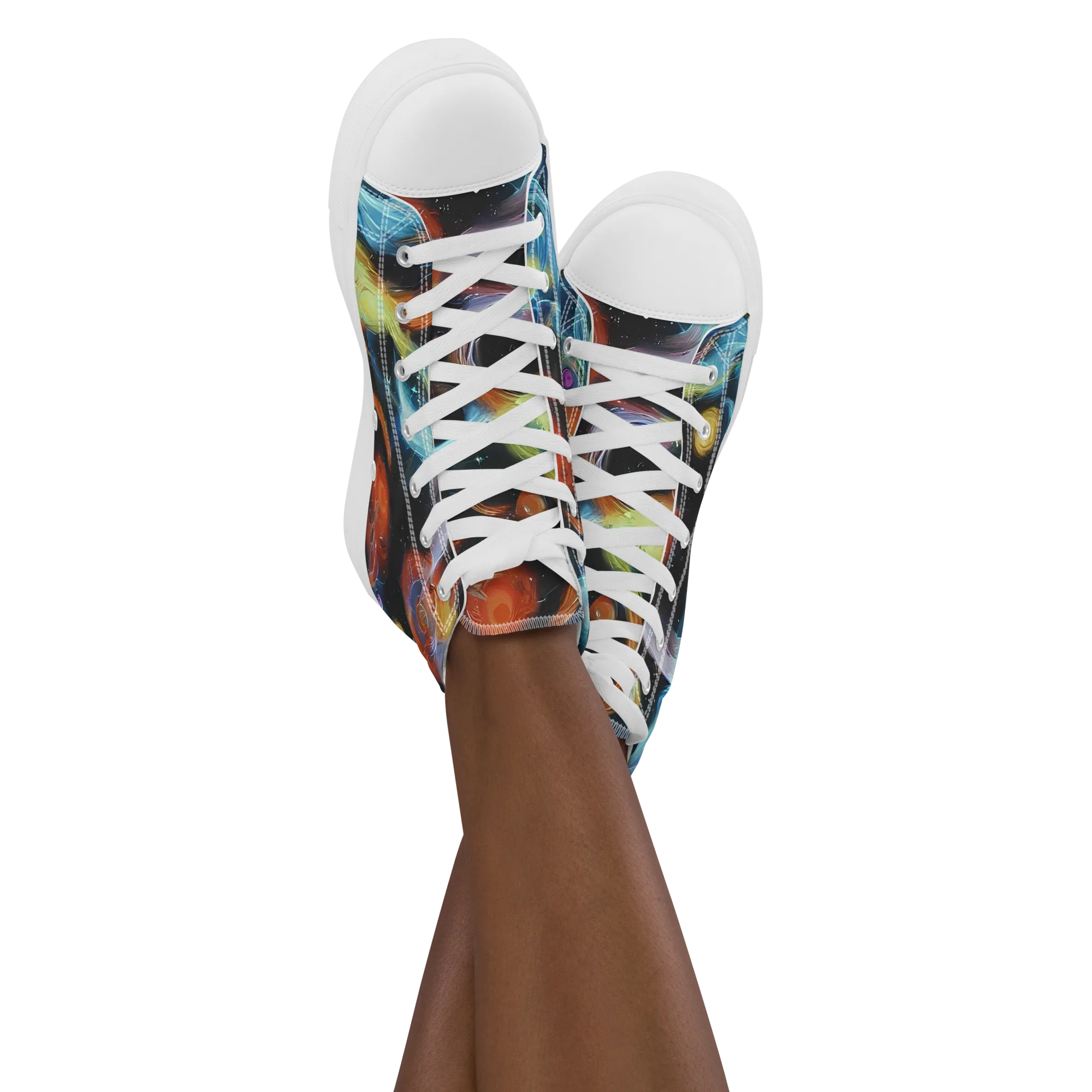 Stellar Tides on Women's High Top Canvas Shoes — Front