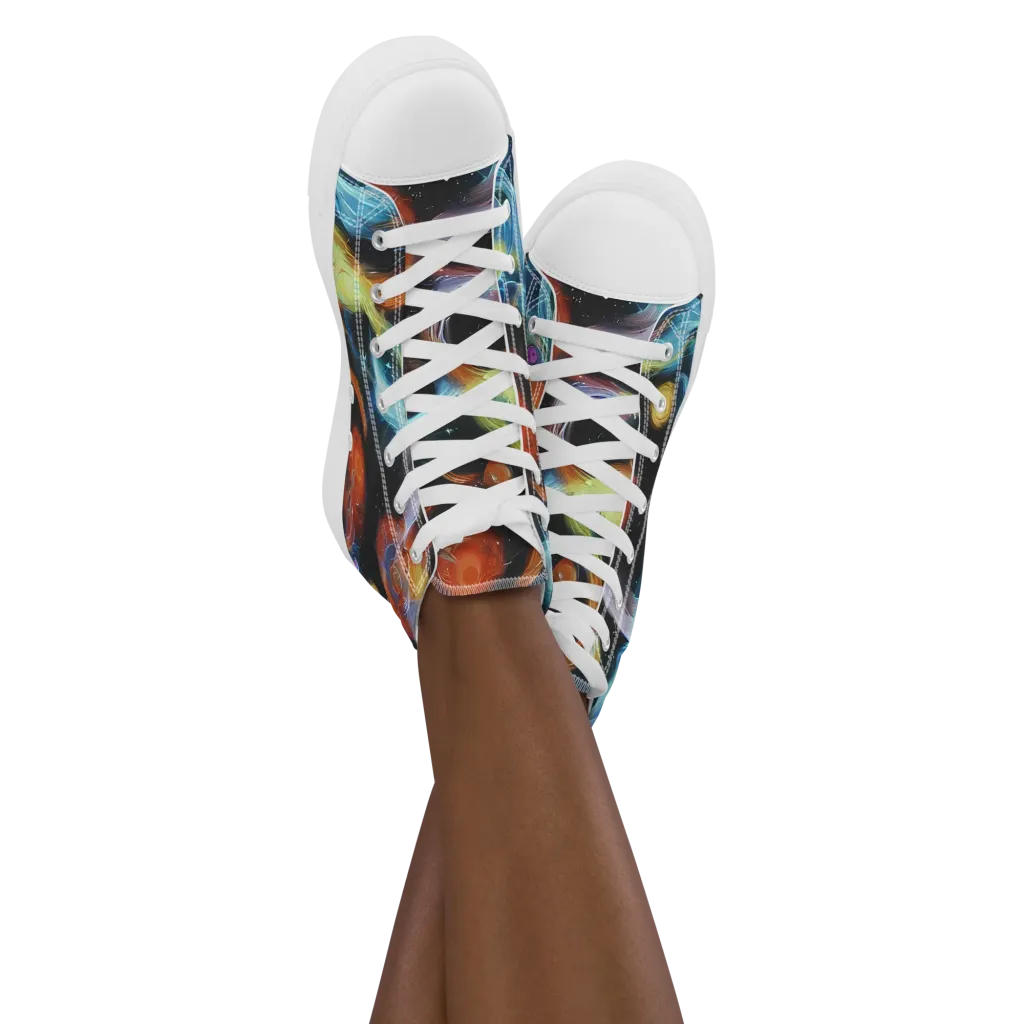 Stellar Tides on Women's High Top Canvas Shoes — Front