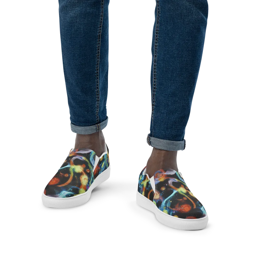 Stellar Tides on Men's Slip-On Canvas Shoes — Front