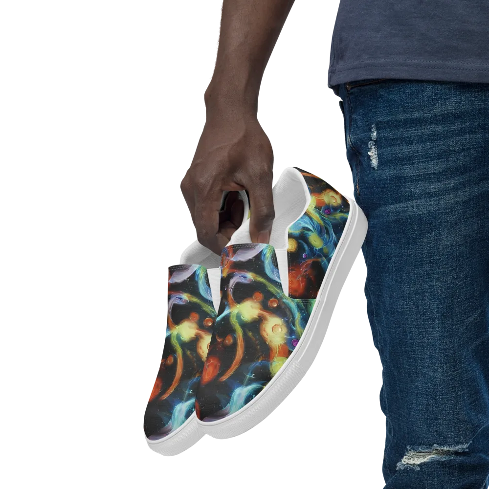 Stellar Tides on Men's Slip-On Canvas Shoes — Left Front