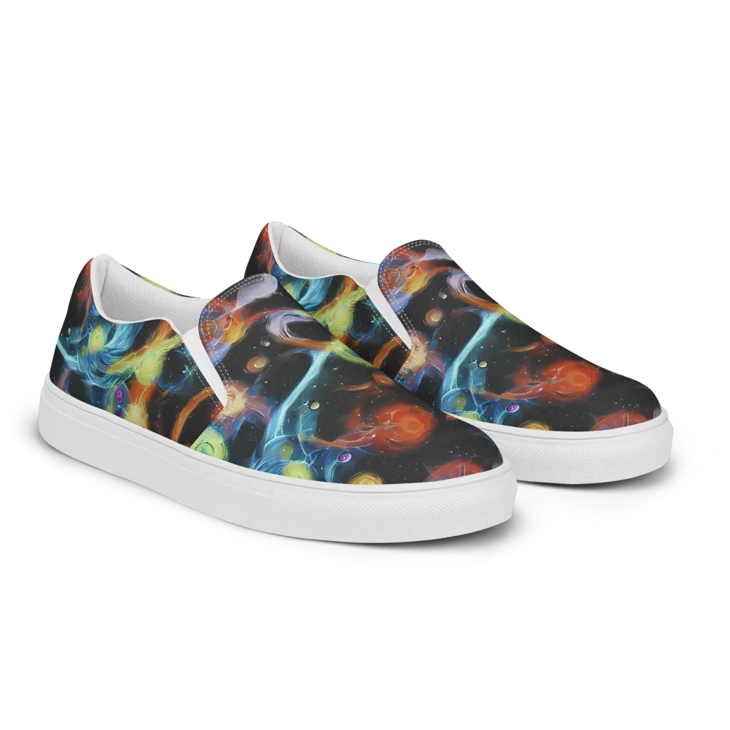 Stellar Tides on Women's Slip-On Canvas Shoes — Right Front