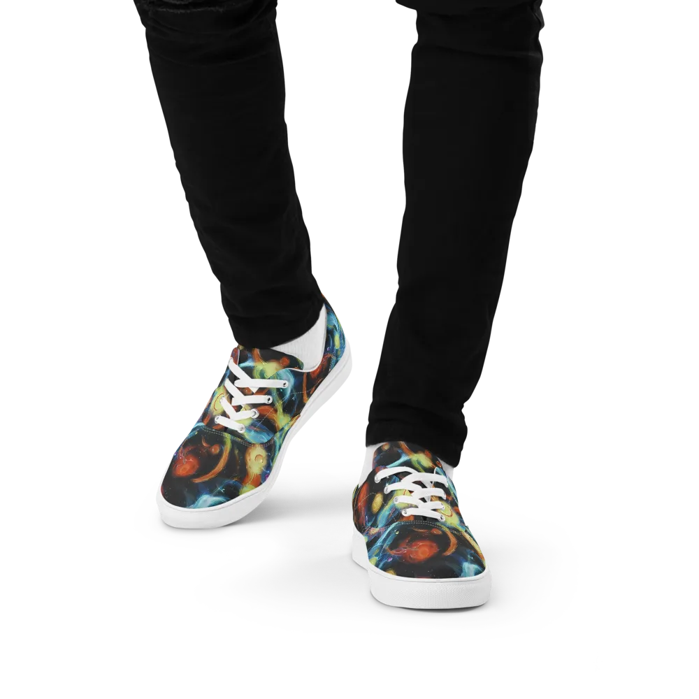 Stellar Tides on Men's Lace-Up Canvas Shoes — Front
