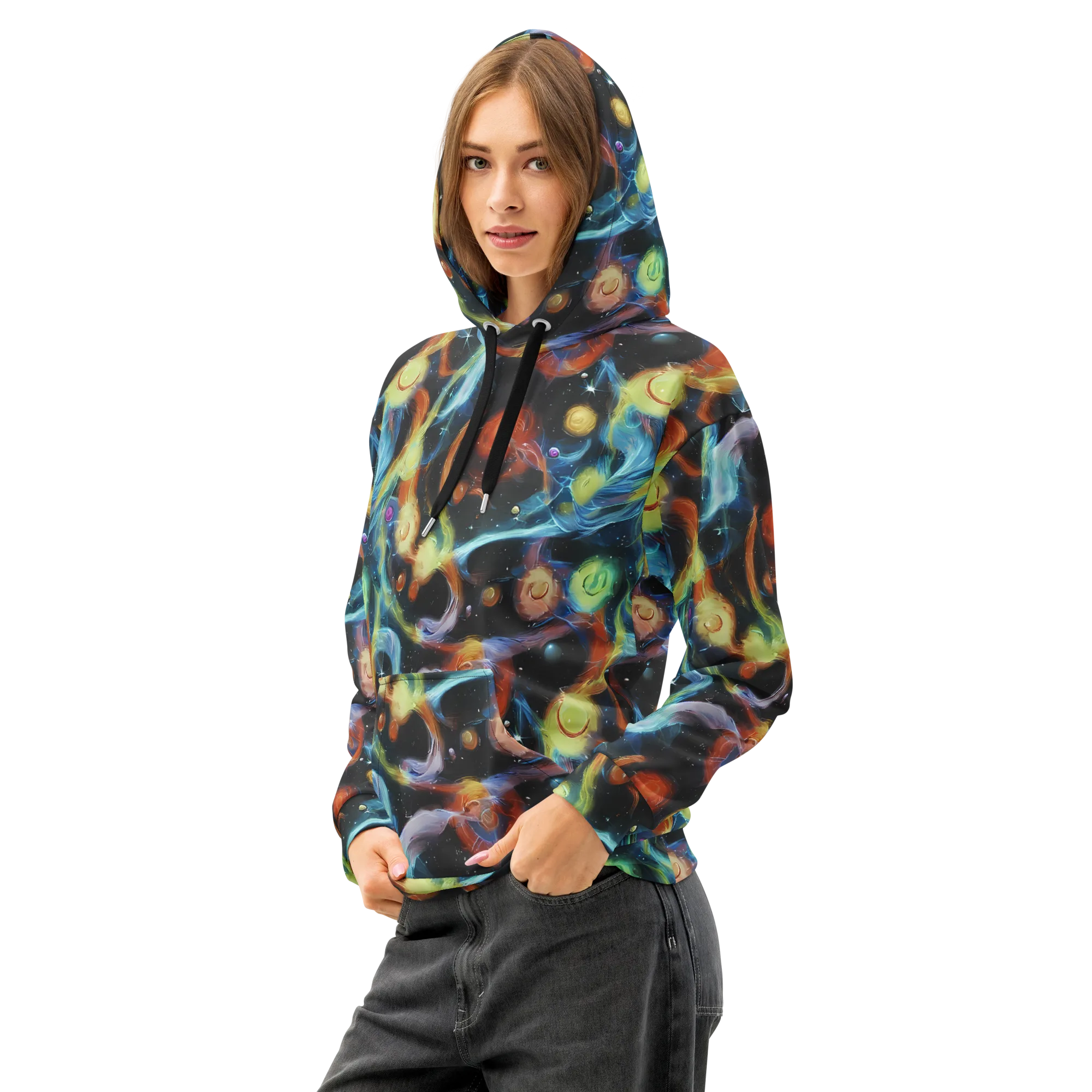 Stellar Tides on Cotton Hoodie — Left Front