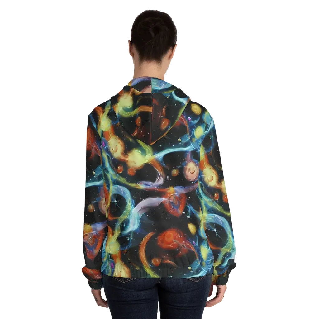 Stellar Tides on Women's Full-Zip Hoodie — Back On Person