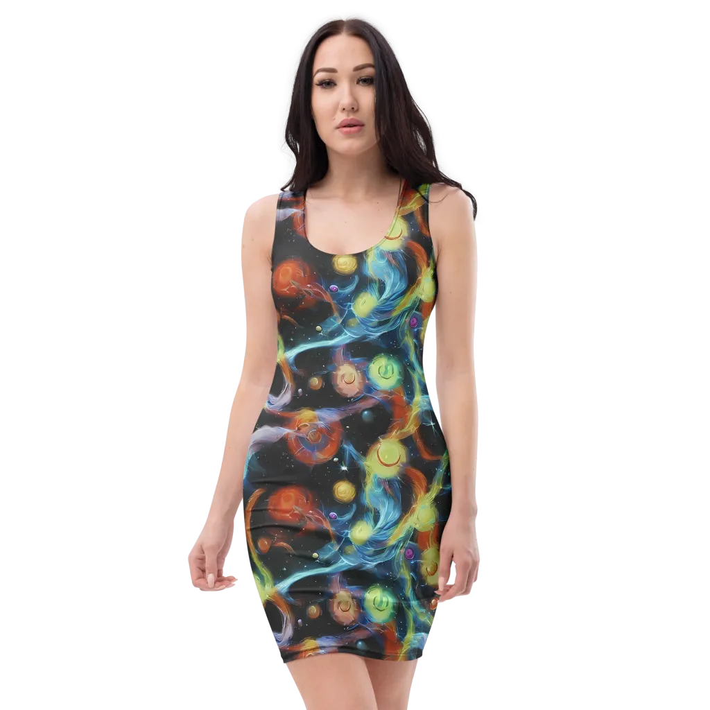 Stellar Tides on Bodycon Dress — Front