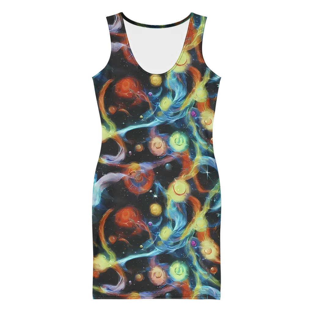 Stellar Tides on Bodycon Dress — Front