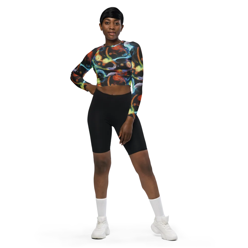 Stellar Tides on Long Sleeve Crop Top — Front