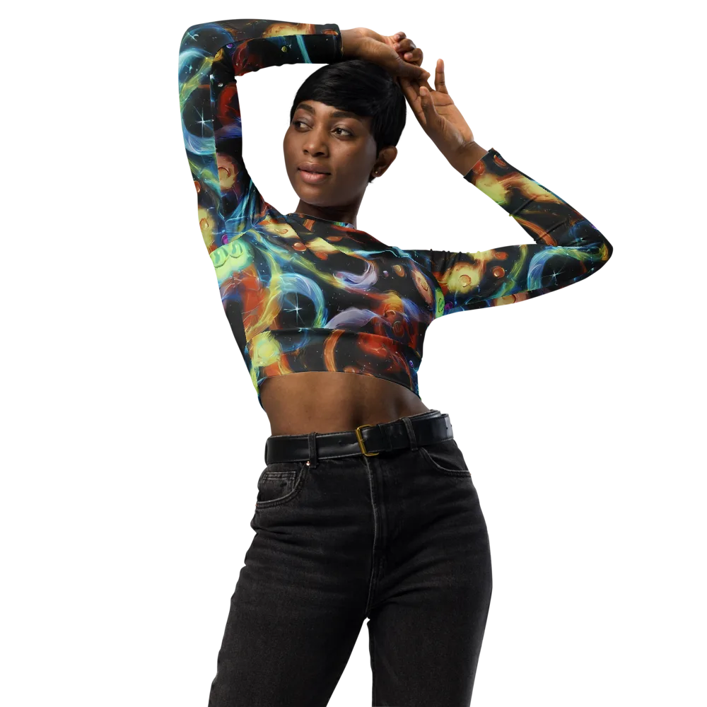 Stellar Tides on Long Sleeve Crop Top — Front