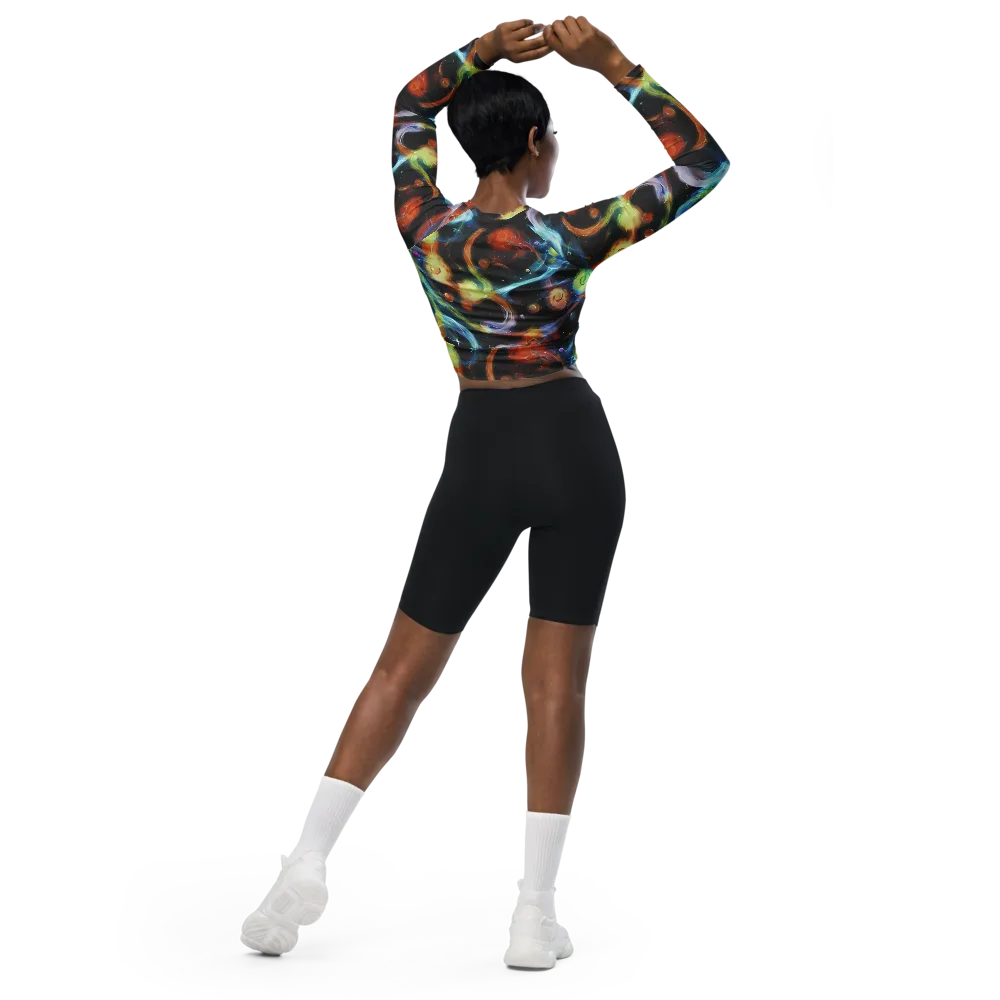 Stellar Tides on Long Sleeve Crop Top — Back