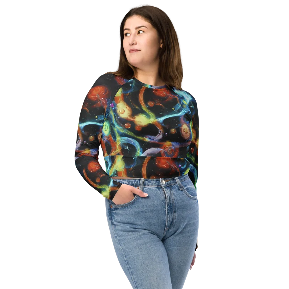 Stellar Tides on Long Sleeve Crop Top — Front
