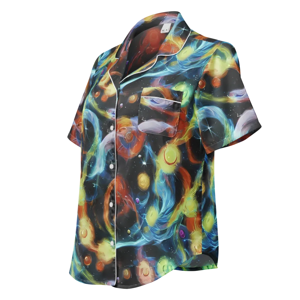 Stellar Tides on Women's Short Sleeve Pajama Top — Left Front