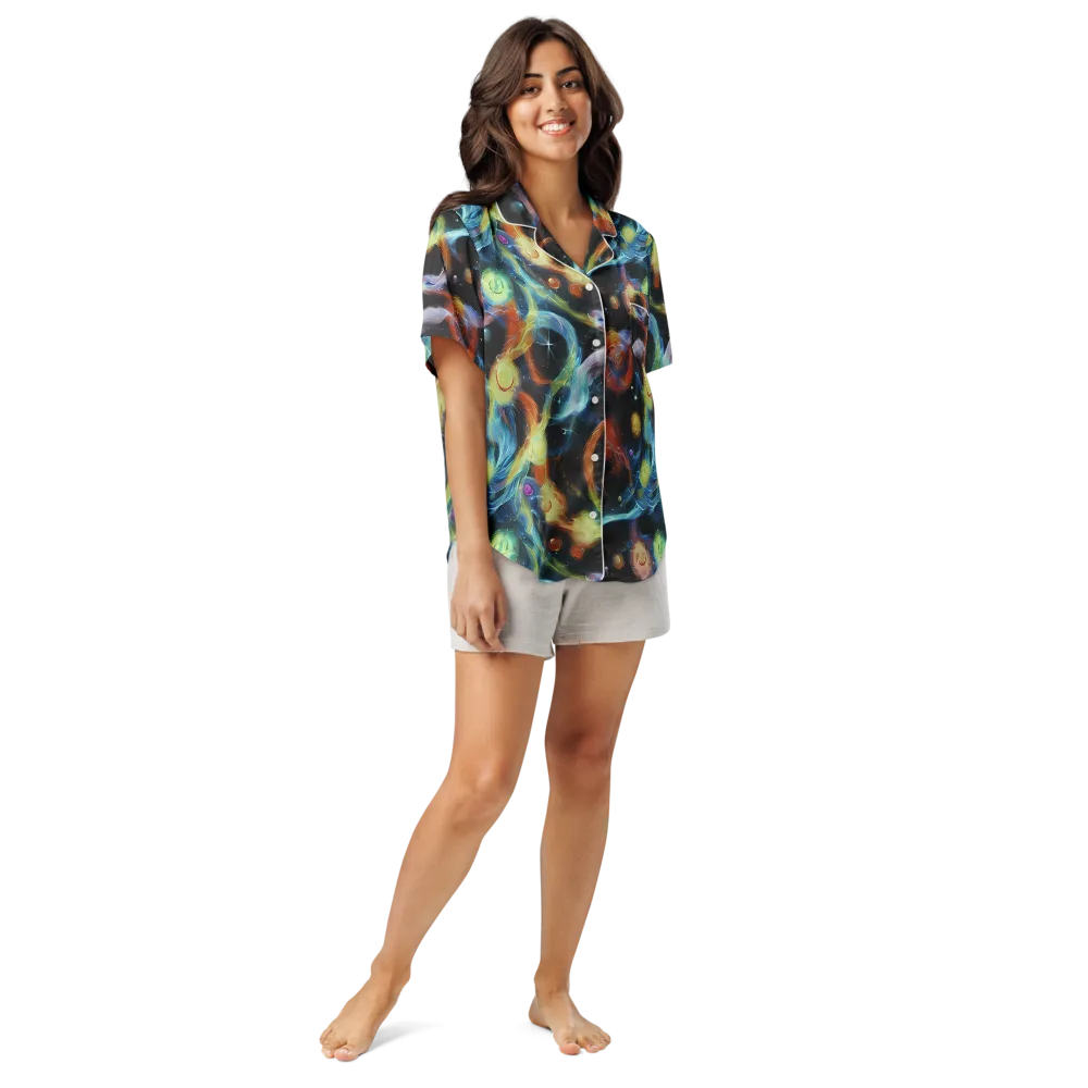 Stellar Tides on Women's Short Sleeve Pajama Top — Front