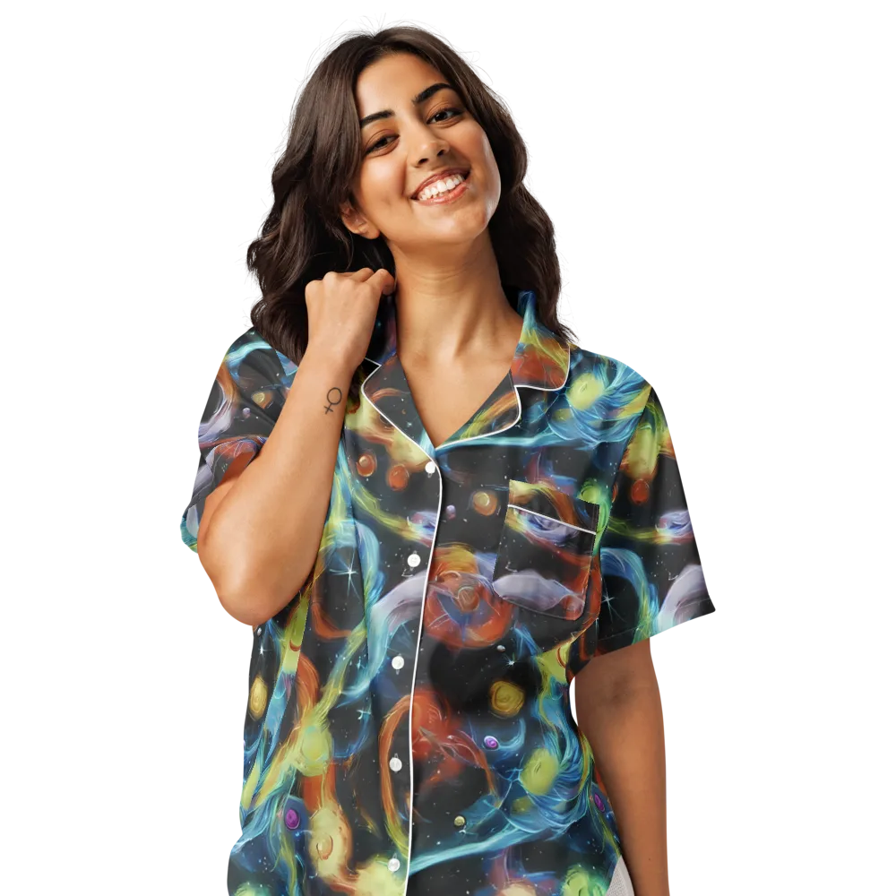 Stellar Tides on Women's Short Sleeve Pajama Top — Front