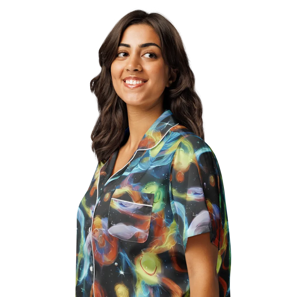 Stellar Tides on Women's Short Sleeve Pajama Top — Left Front