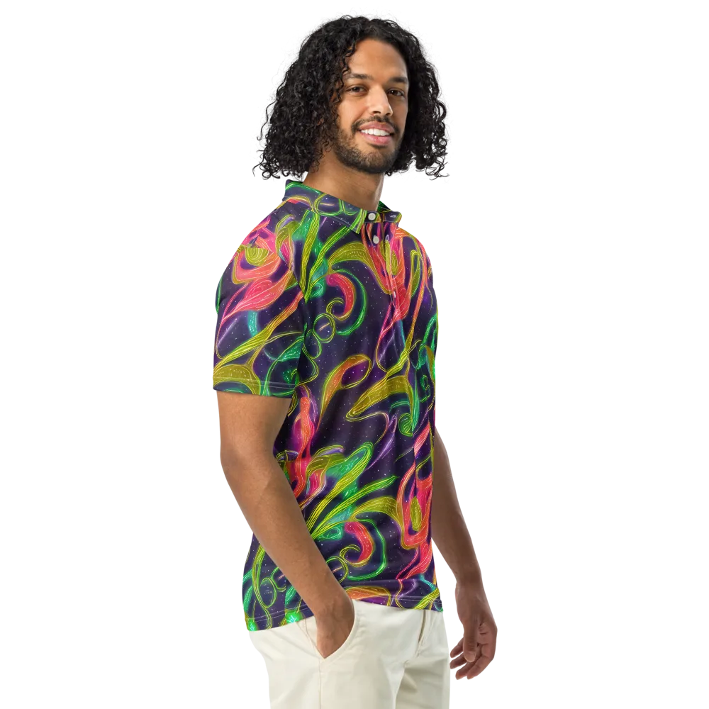 Starlight Serpent on Men's Slim Fit Polo Shirt — Right Front