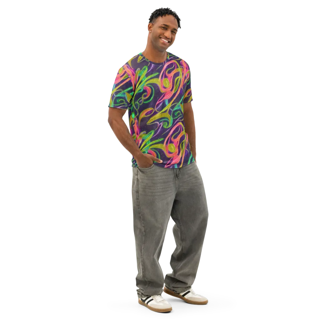 Starlight Serpent on Men's Cotton Crew Neck T-Shirt — Right Front