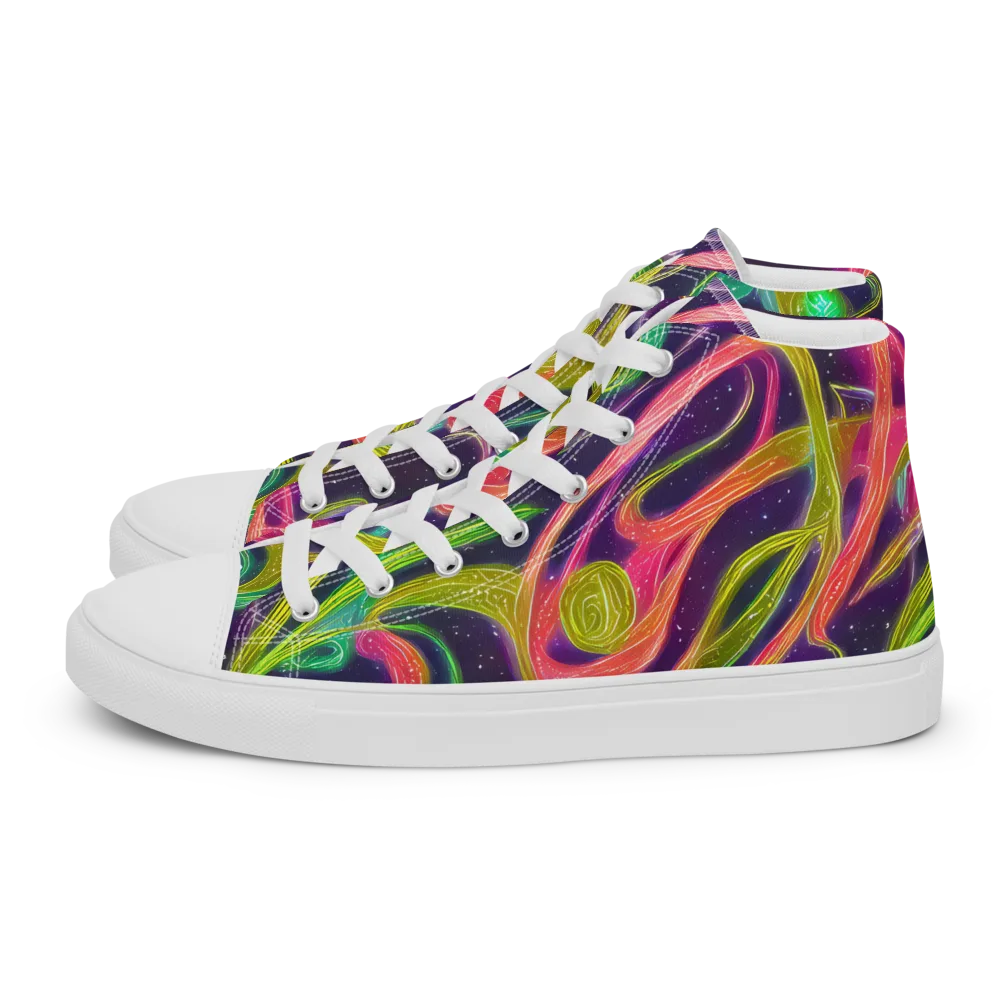 Starlight Serpent on Men's High Top Canvas Shoes — Left