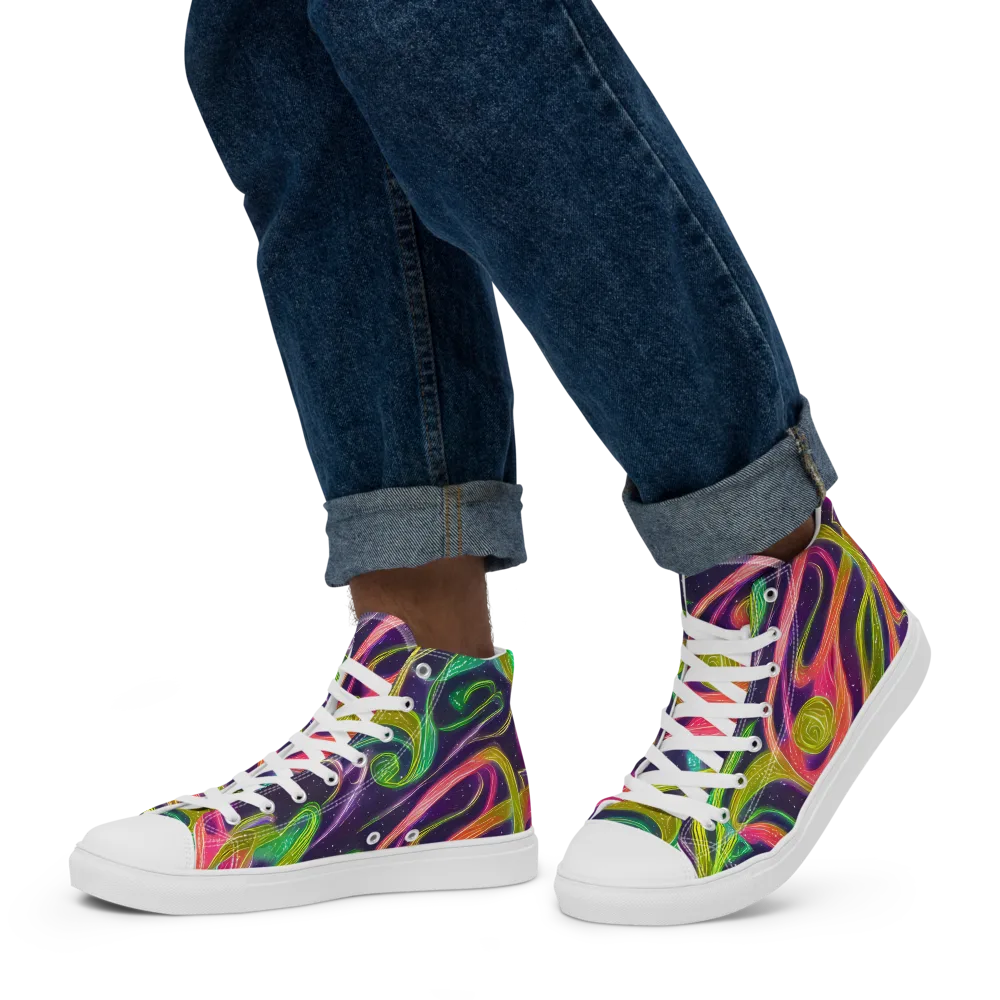 Starlight Serpent on Men's High Top Canvas Shoes — Left