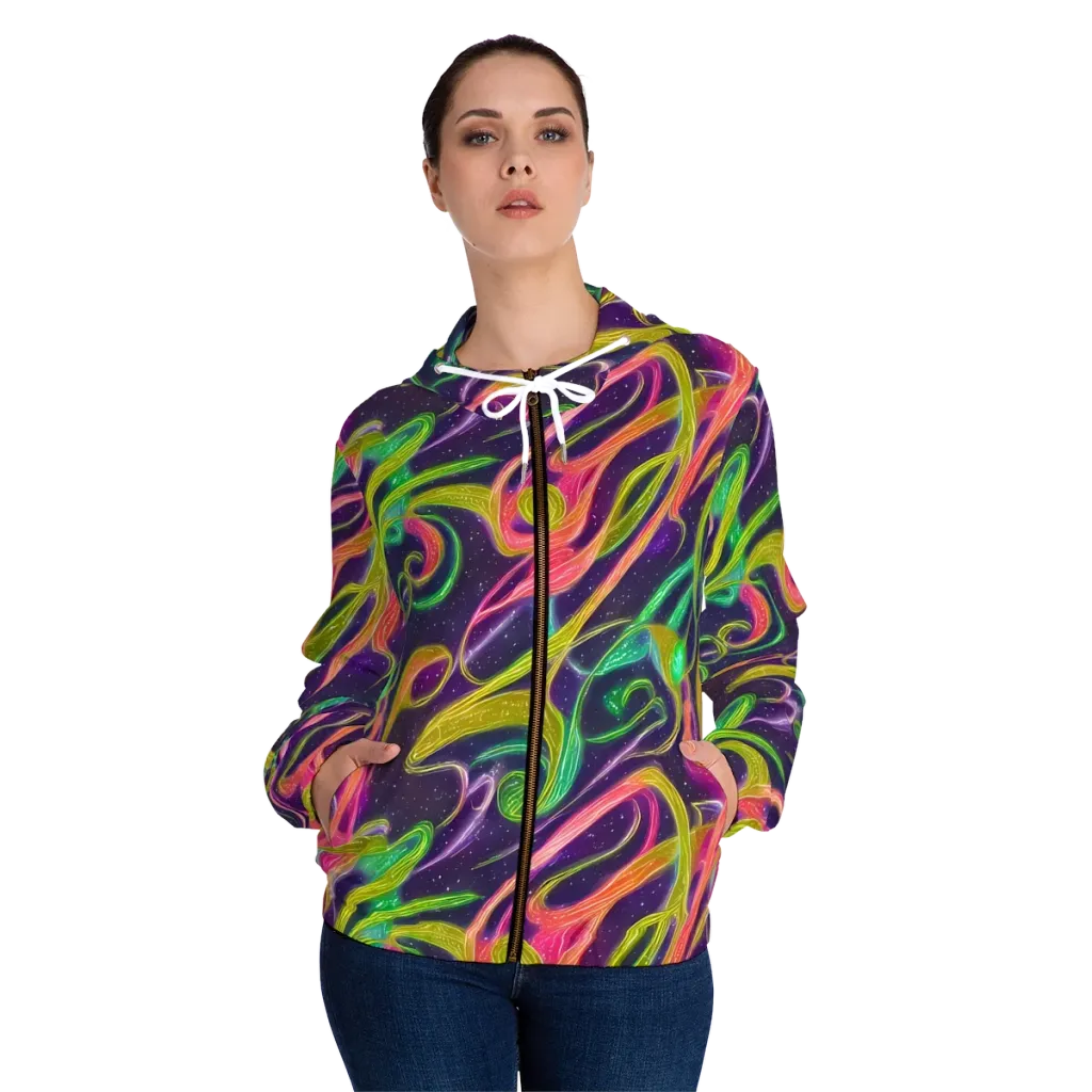 Starlight Serpent on Women's Full-Zip Hoodie — Front On Person
