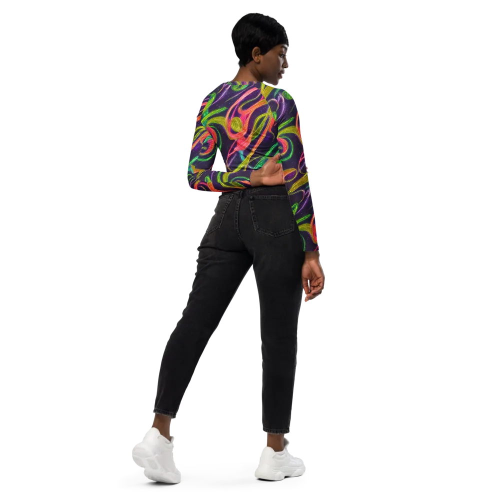 Starlight Serpent on Long Sleeve Crop Top — Right Back