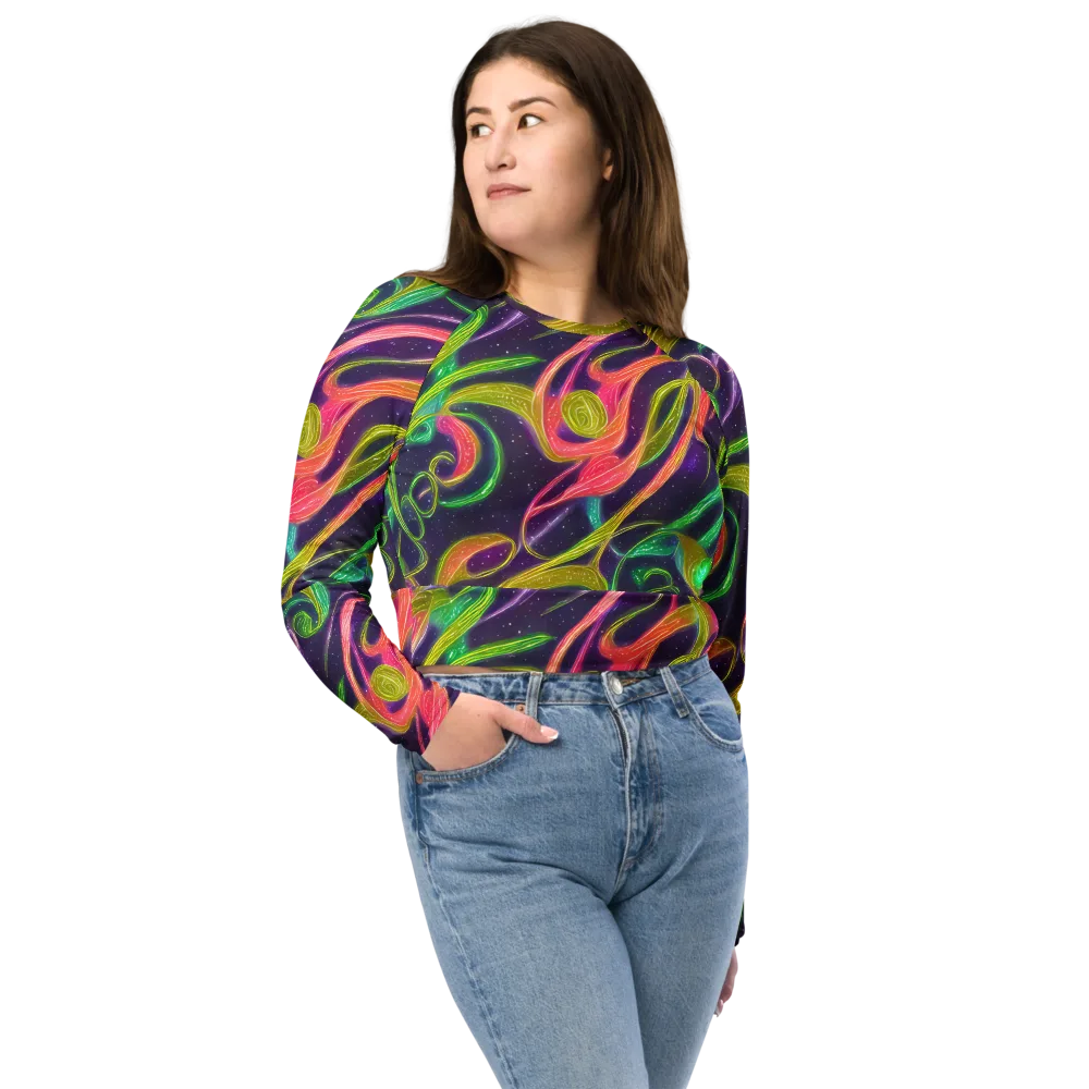 Starlight Serpent on Long Sleeve Crop Top — Front