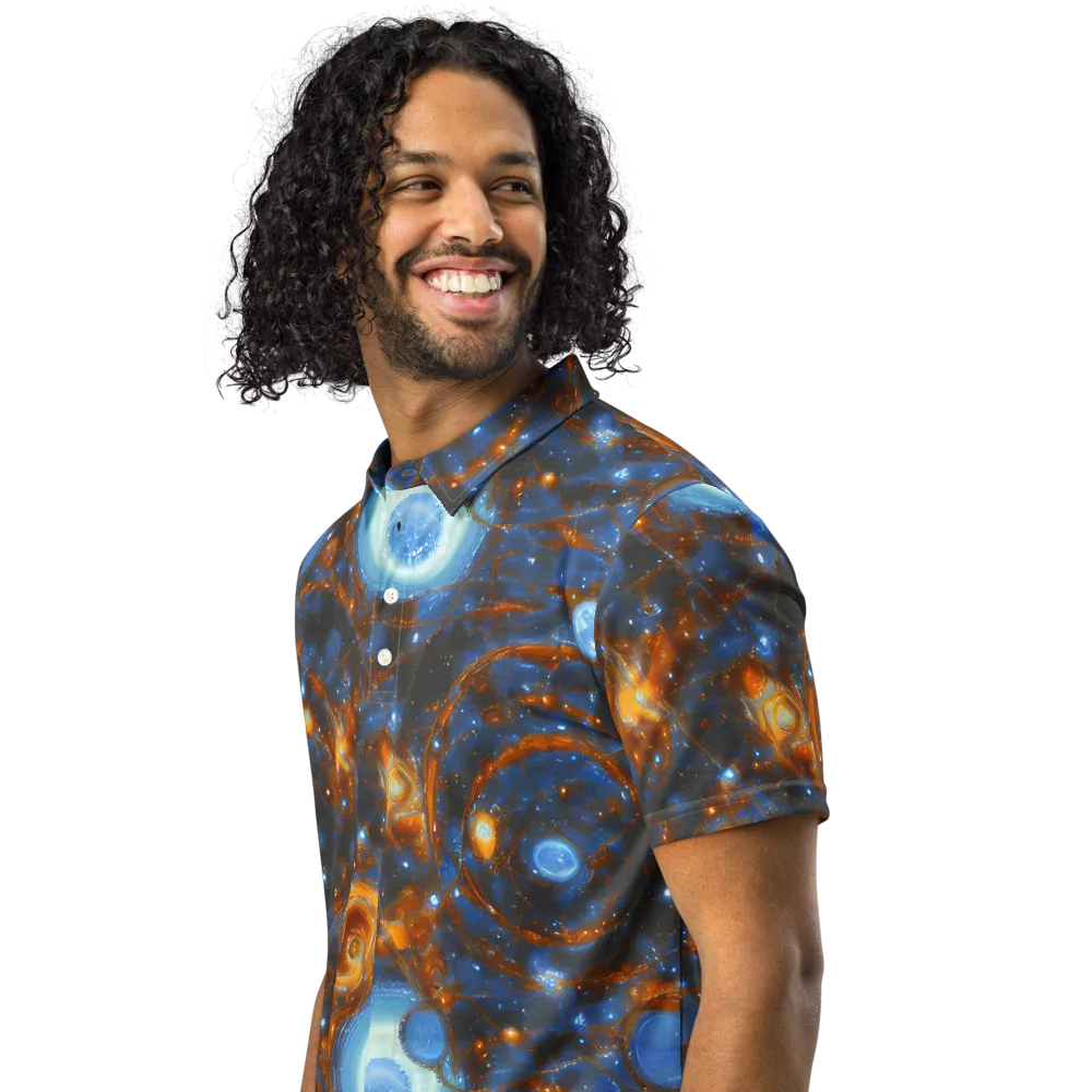 Azure Event Horizon on Men's Slim Fit Polo Shirt — Left Front