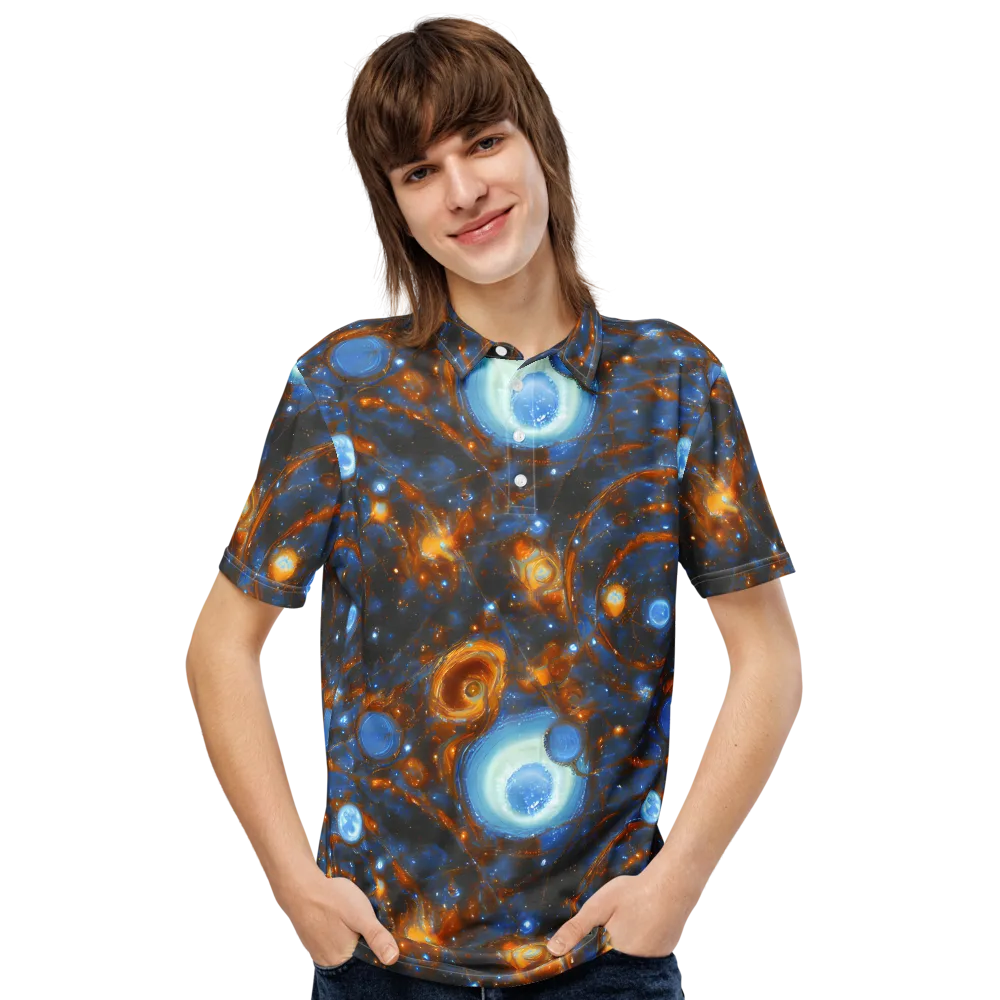 Azure Event Horizon on Men's Slim Fit Polo Shirt — Front