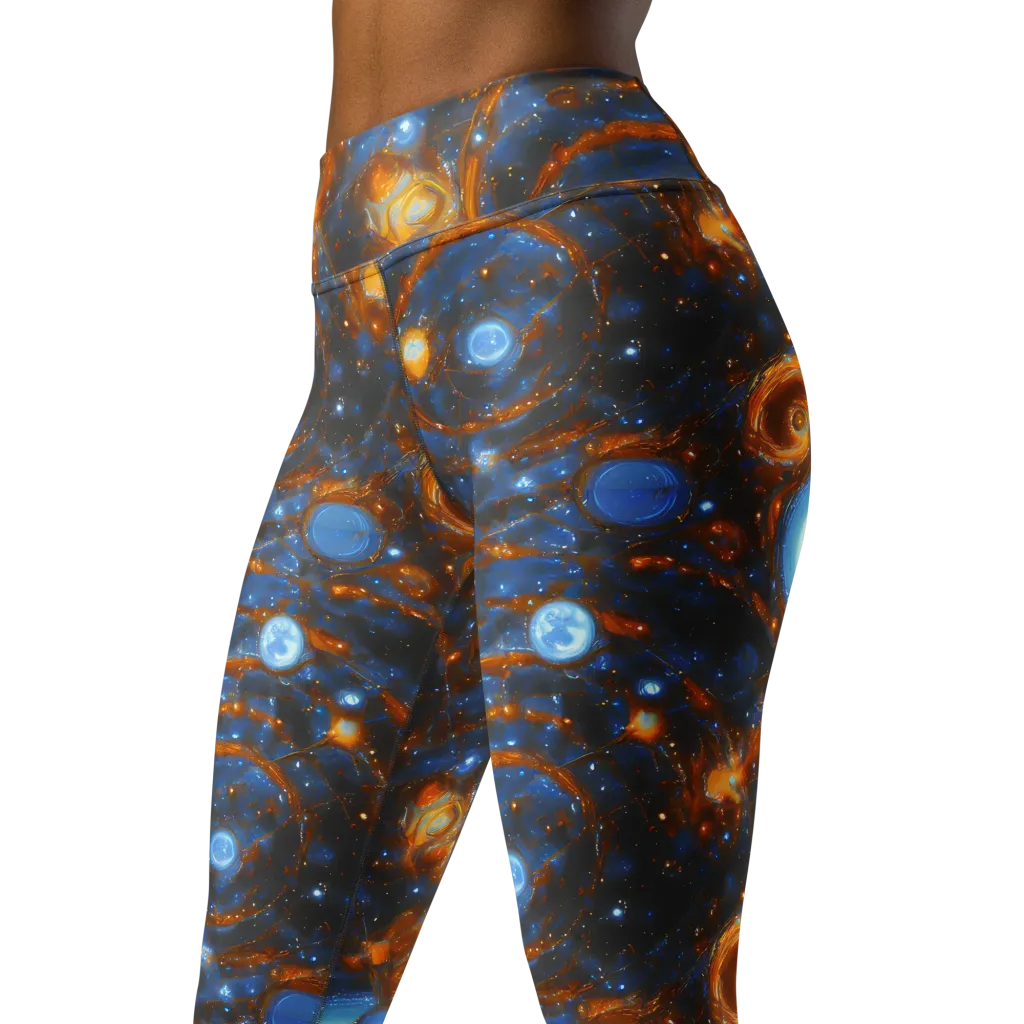 Azure Event Horizon on Yoga Leggings — Left Front