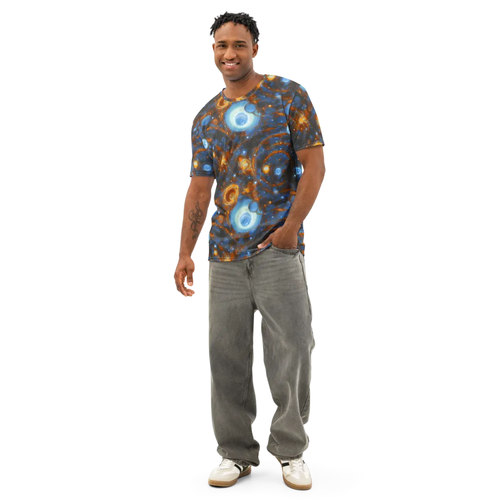 Azure Event Horizon on Men's Cotton Crew Neck T-Shirt — Front
