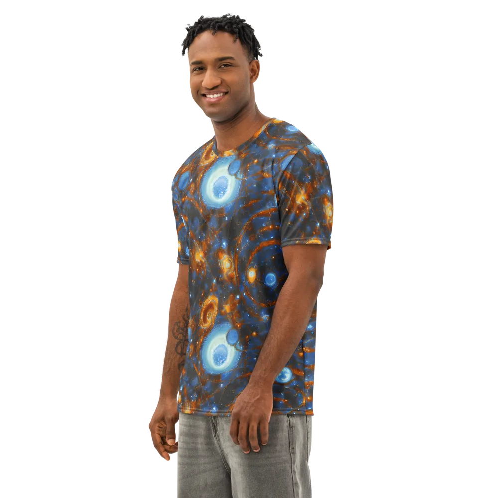Azure Event Horizon on Men's Cotton Crew Neck T-Shirt — Left Front