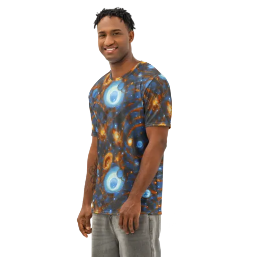Azure Event Horizon on a Men's Cotton Crew Neck T-Shirt