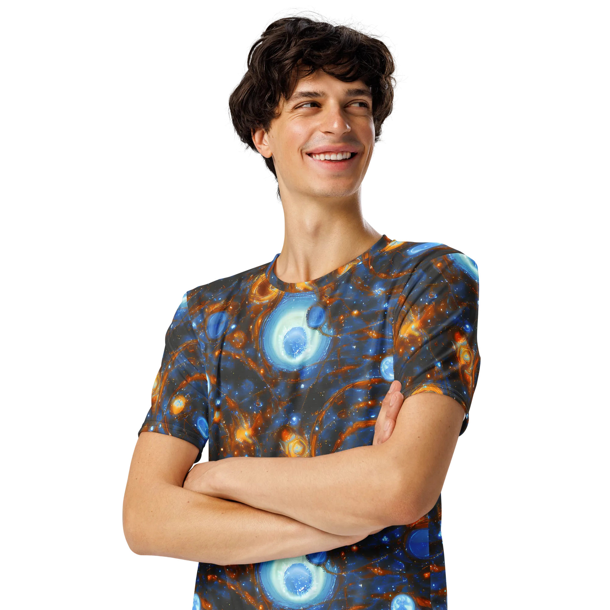 Azure Event Horizon on Men's Crew Neck T-Shirt — Left Front