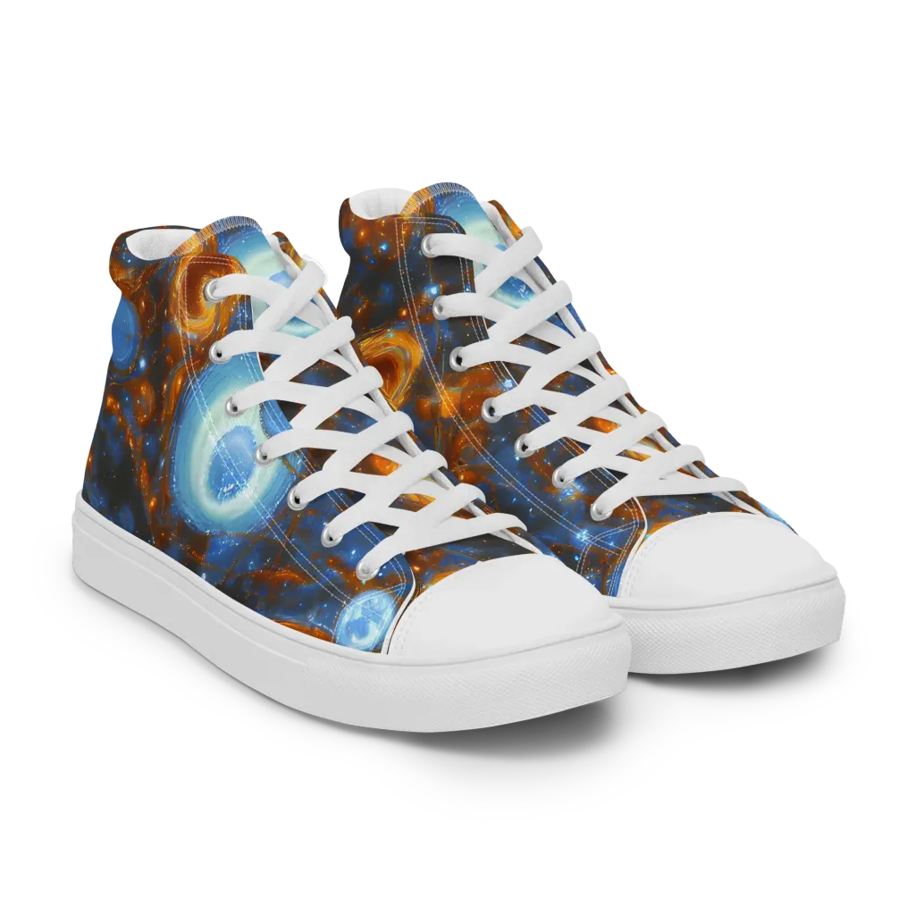 Azure Event Horizon on Men's High Top Canvas Shoes — Right Front
