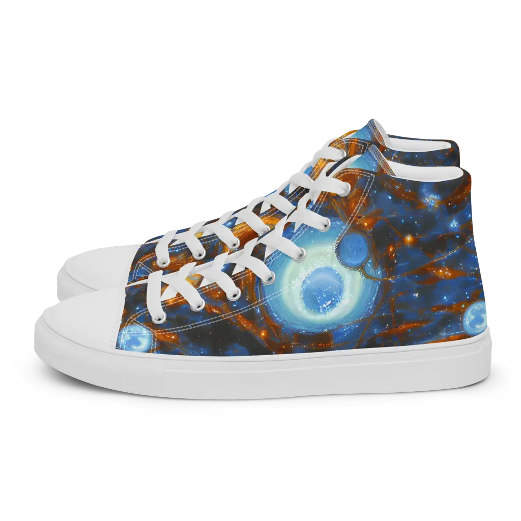 Azure Event Horizon on Men's High Top Canvas Shoes — Left