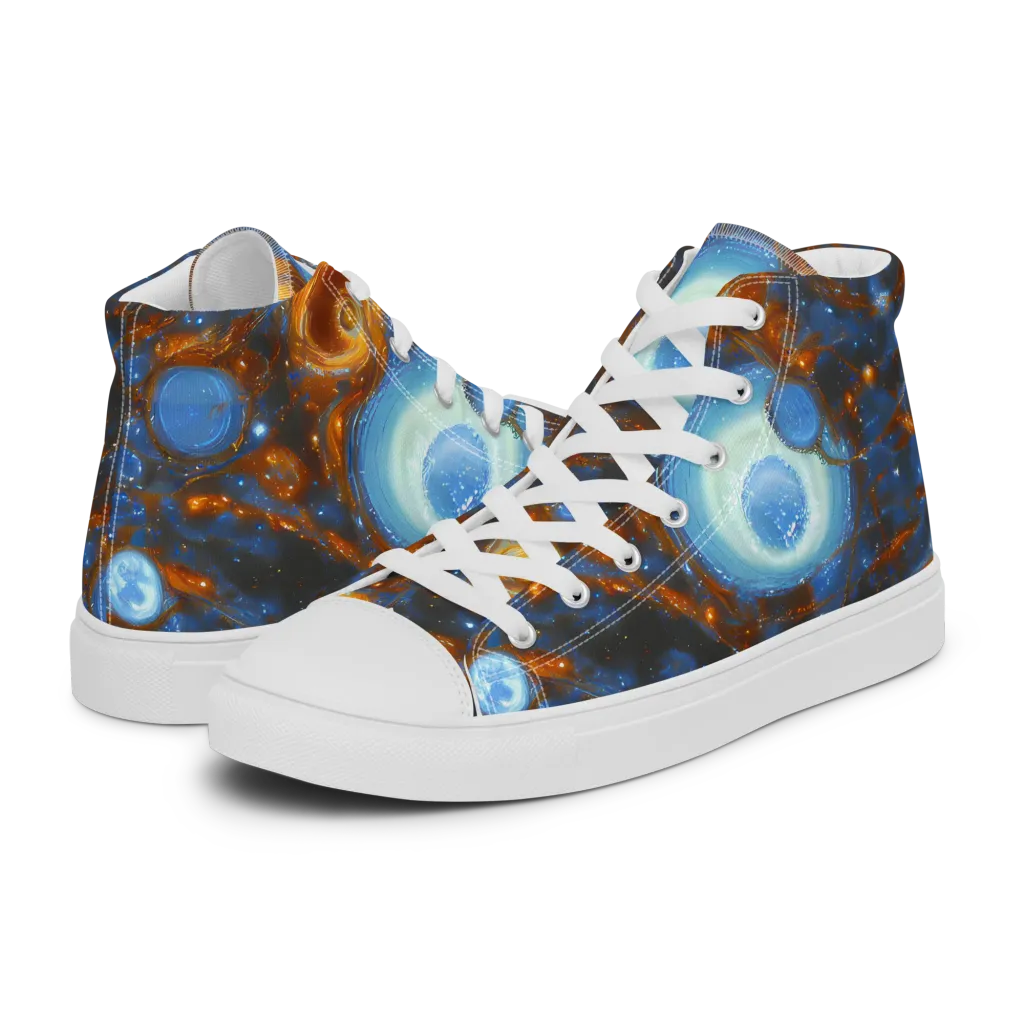 Azure Event Horizon on Men's High Top Canvas Shoes — Left