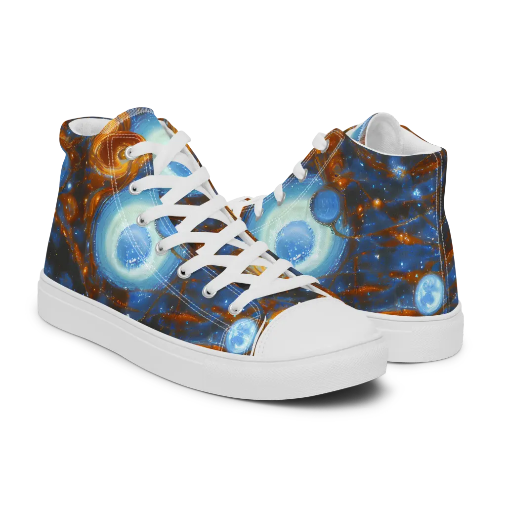 Azure Event Horizon on Men's High Top Canvas Shoes — Right
