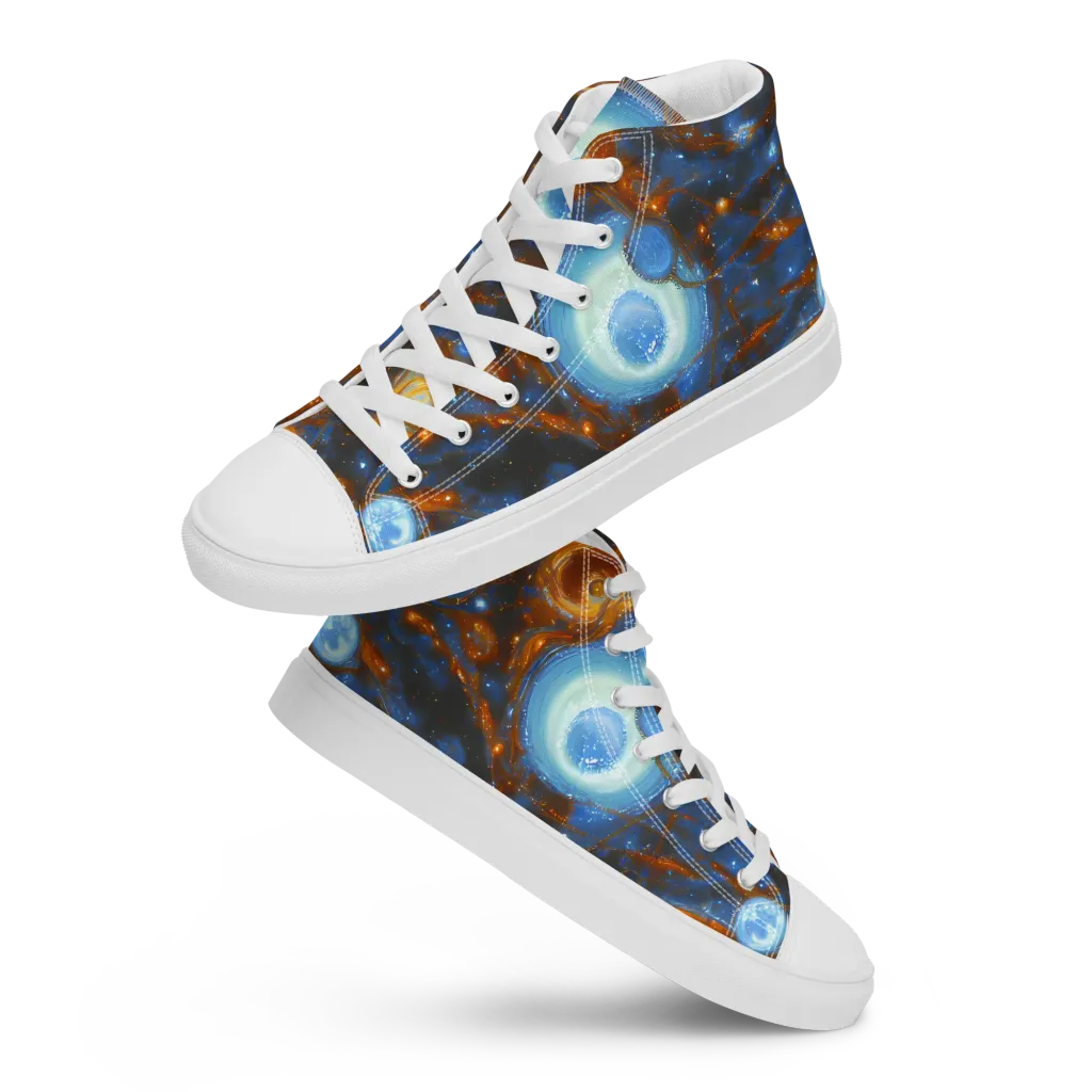 Azure Event Horizon on Men's High Top Canvas Shoes — Front