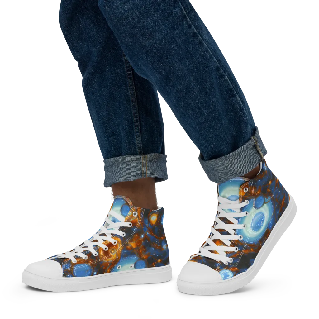 Azure Event Horizon on Men's High Top Canvas Shoes — Left