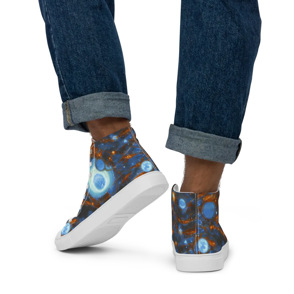 Azure Event Horizon on Men's High Top Canvas Shoes — Back