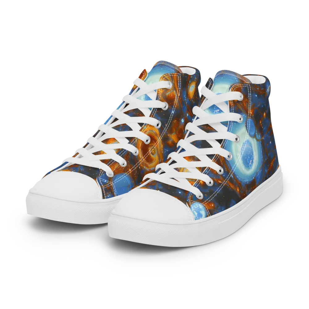 Azure Event Horizon on Women's High Top Canvas Shoes — Left Front