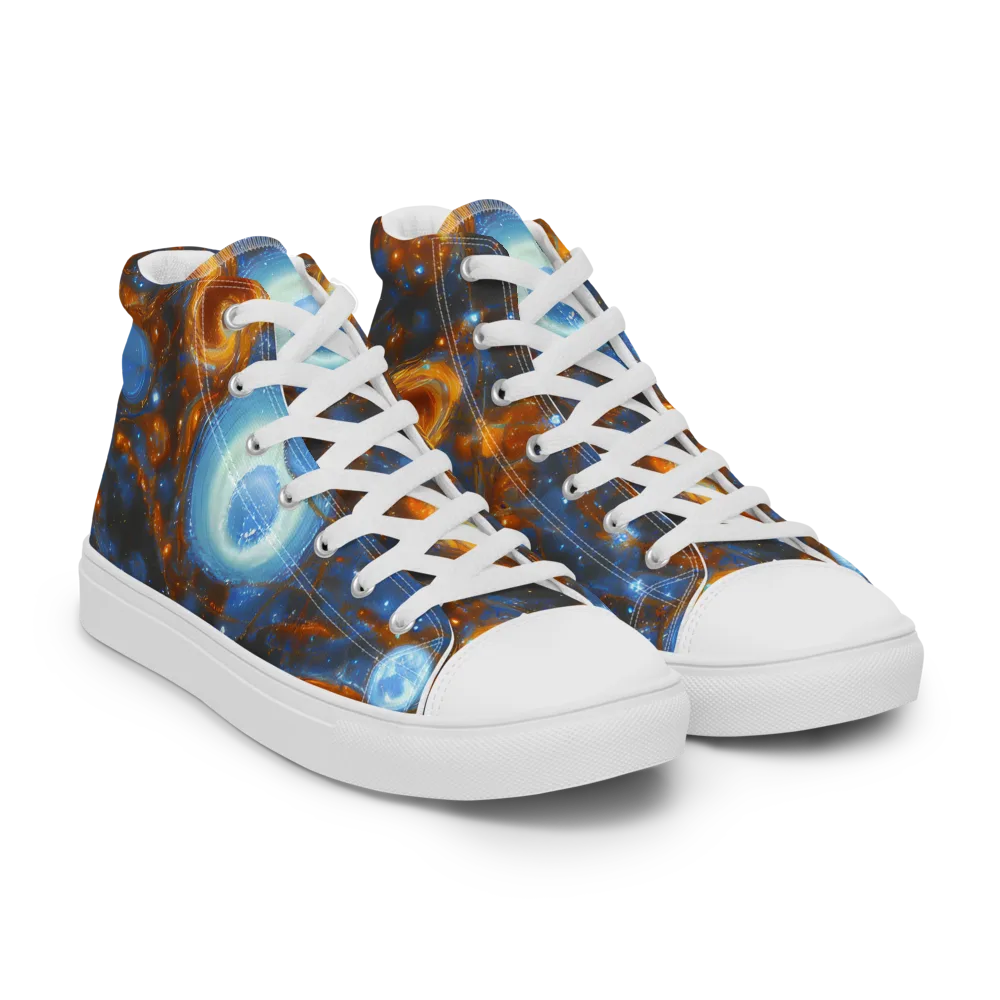 Azure Event Horizon on Women's High Top Canvas Shoes — Right Front