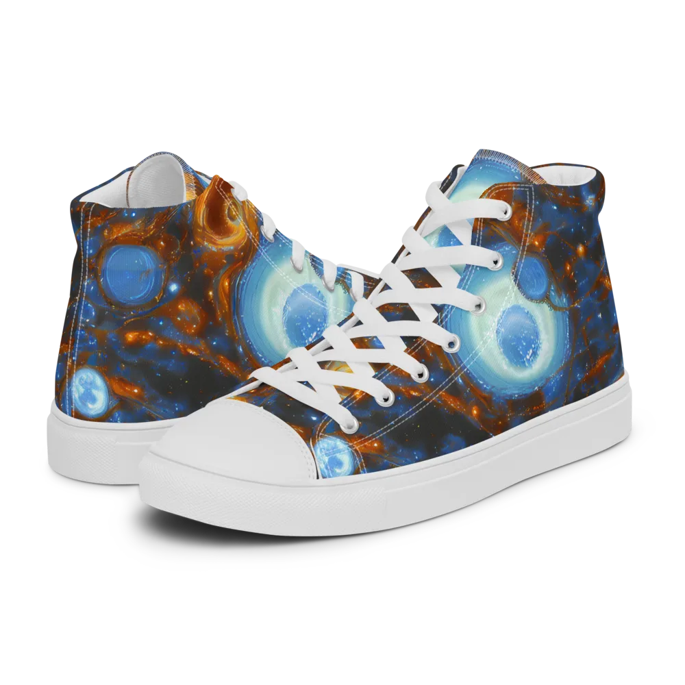 Azure Event Horizon on Women's High Top Canvas Shoes — Left