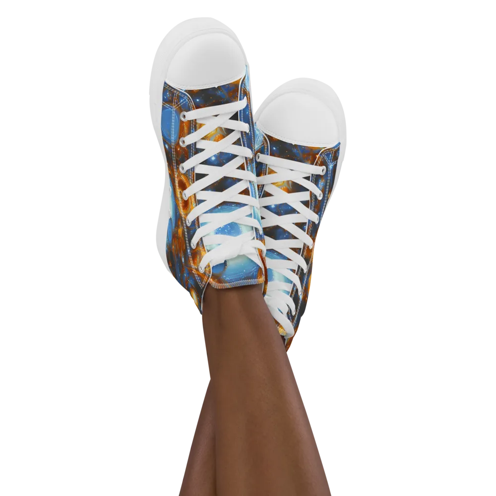 Azure Event Horizon on Women's High Top Canvas Shoes — Front