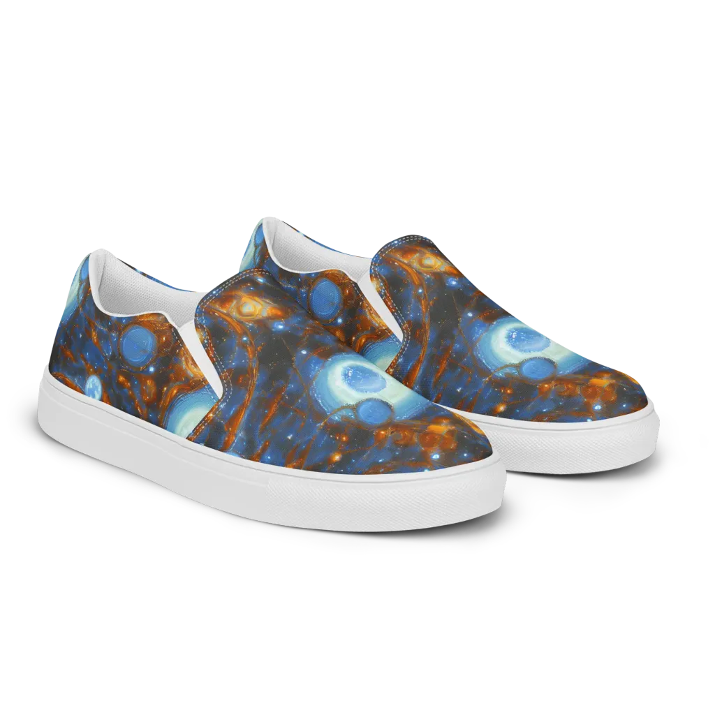 Azure Event Horizon on Men's Slip-On Canvas Shoes — Right Front