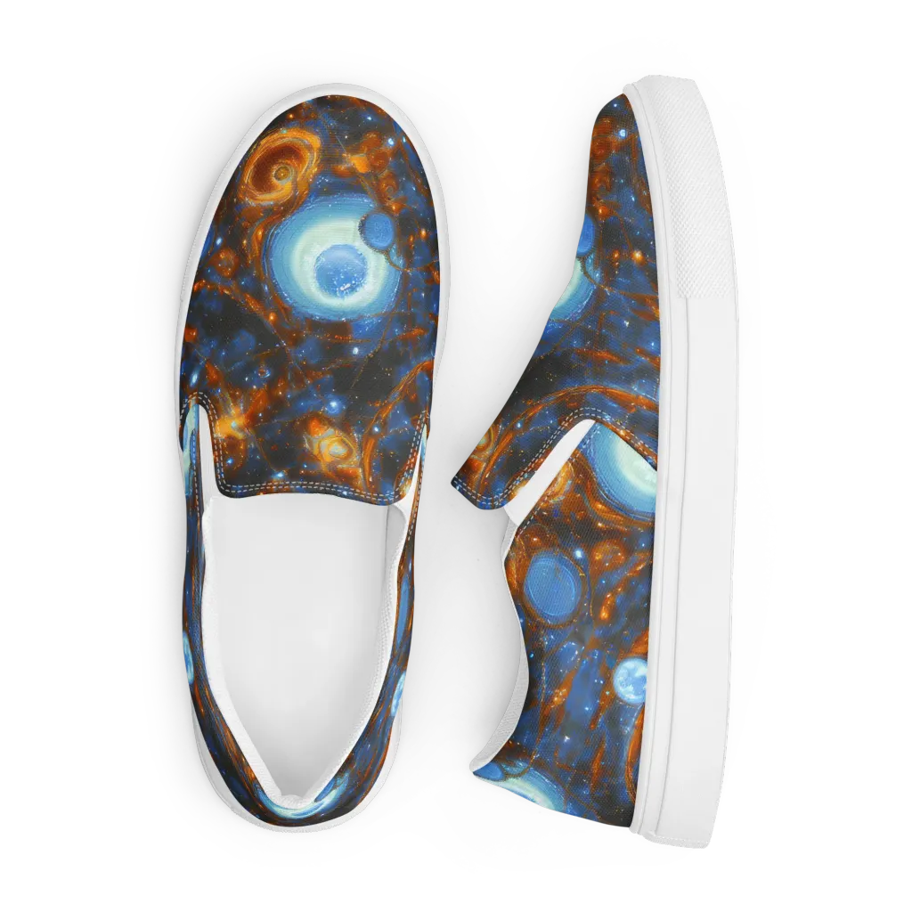 Azure Event Horizon on Men's Slip-On Canvas Shoes — Front